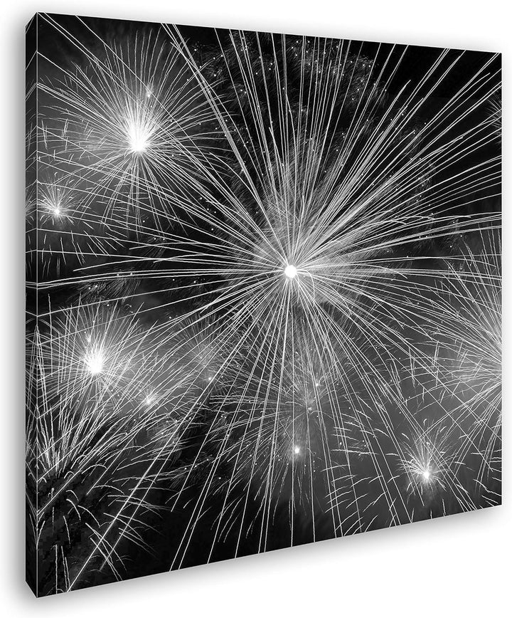 deyoli Atemberaubendes Feuerwerk im Format: 70x70 Effekt: Schwarz&Weiss als Leinwandbild, Motiv auf