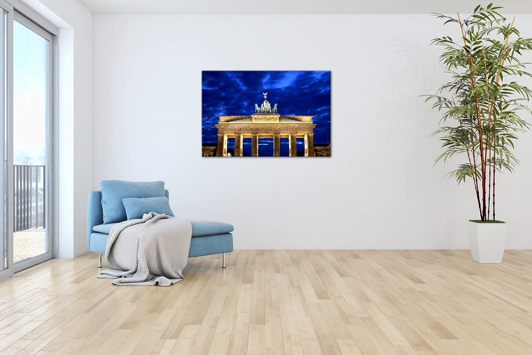 deyoli gigantisches Brandenburger Tor bei Nacht im Format: 80x60 als Leinwandbild, Motiv fertig gera
