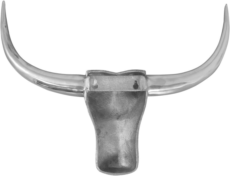 Trendyshop365 Stier Deko-Geweih aus poliertem Aluminium 52x40cm Trophäe Wanddeko