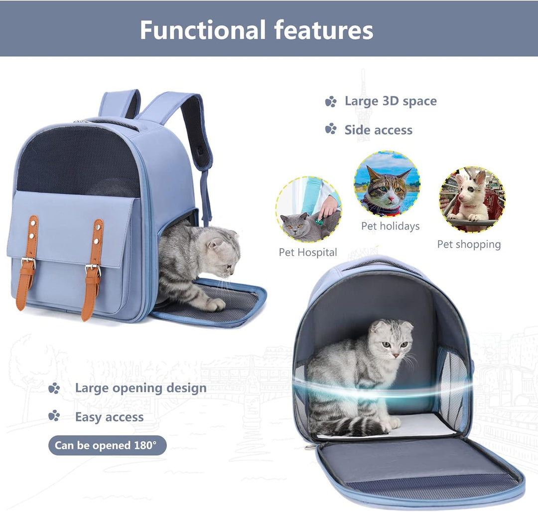 PETCUTE Hunderucksack bis 8kg,Haustier Hunde Katzen Rucksack mit Innerer Sicherheitsleine,Atmungsakt