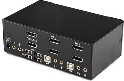 StarTech.com 2 Port Dual DisplayPort USB KVM Switch mit Audio - DisplayPort Desktop KVM Umschalter m