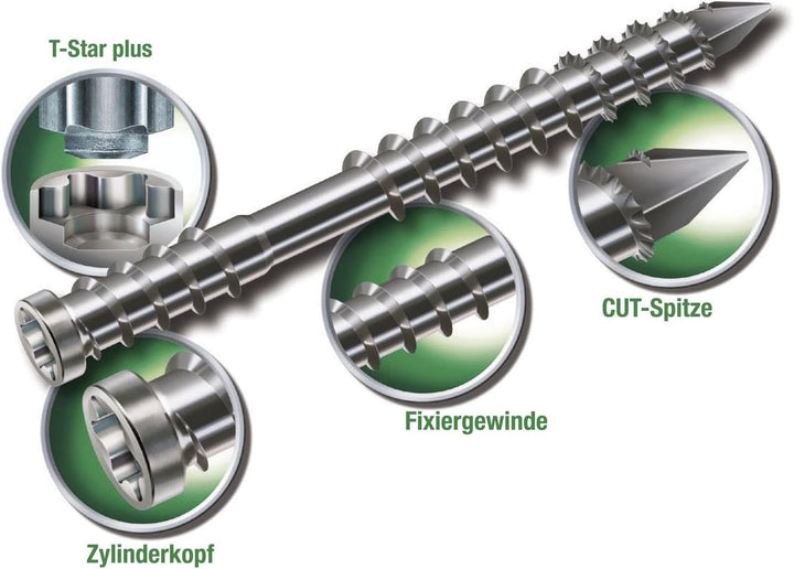SPAX Weg und Steg Zylinderkopf 8.0x120 Torx 40 Edelstahl A4, 50 Stück,538000801205