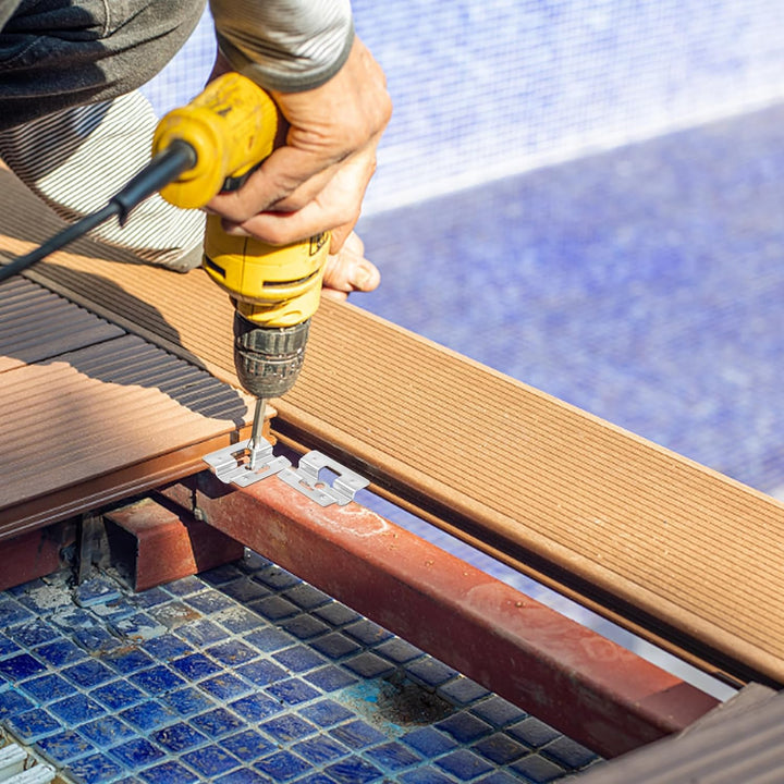 100 Stück Terrassenclips Edelstahl mit Schrauben,WPC Clips Edelstahl Terrassenclips Clips 6-9 mm WPC