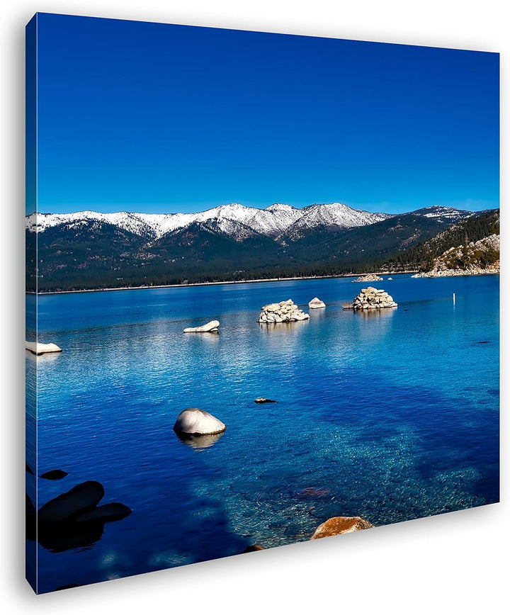 deyoli Lake Tahoe in Kalifornien Format: 70x70 als Leinwand, Motiv fertig gerahmt auf Echtholzrahmen