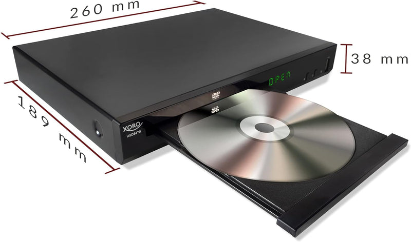 XORO HSD 8470 - Multi-Rom MPEG-4 DVD-Player mit USB 2.0 Mediaplayer und HDMI Schnittstelle, Upscalin