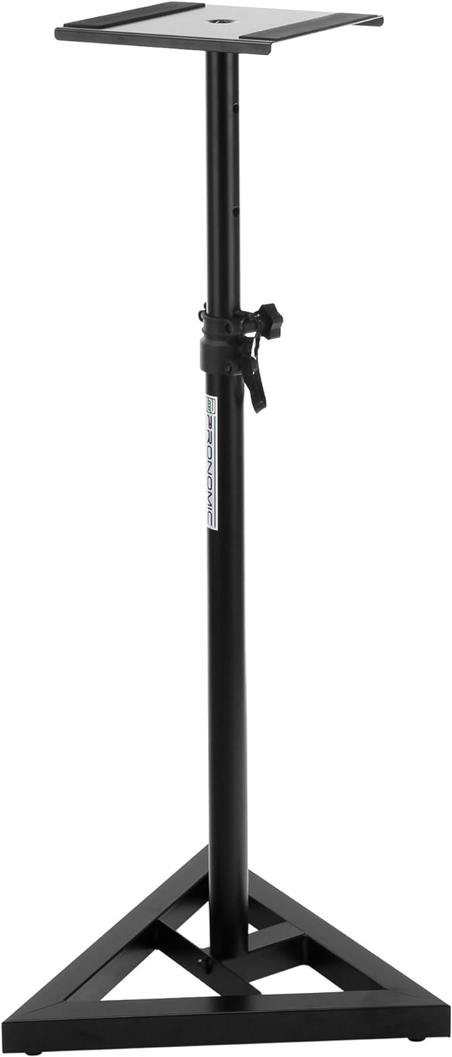 Pronomic SLS-10 Stativ für Studio Monitor Ständer (Höhenverstellbar 80 cm bis 130 cm) Schwarz pulver
