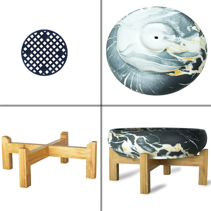 ARTKETTY Sukkulentententopf, grosser Sukkulenten-Übertopf mit Ständer, 25,4 cm Keramik-Bonsaischale
