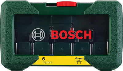 Bosch 6tlg. Hartmetall Fräser Set (für Holz, Ø-Schaft 6 mm, Zubehör Oberfräse) 6mm-Schaft 6 tlg., 6m