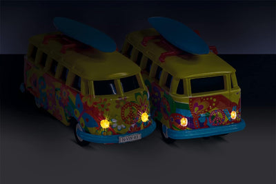 Carson 500504150 1:87 VW T1 Bus Flower Power 100% RTR - Fahrfertiges Modell, 2.4 GHz Fernsteuerung m