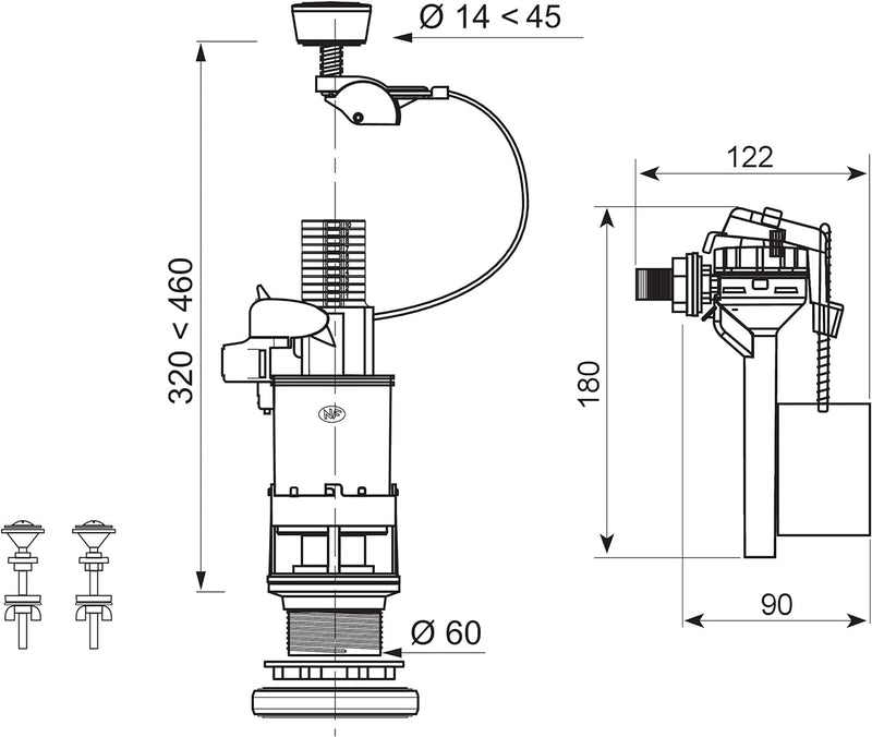 Wirquin 14014002 Mechanik 3/6 l + Wasserhahn TOPY 3/8, Messing Einzigartig, Einzigartig