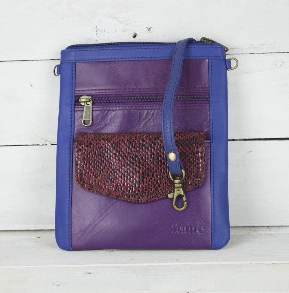 Sunsa Damen Leder Umhängetasche. Kleine Schultertasche auch als Trachtentasche oder Partytasche. Min