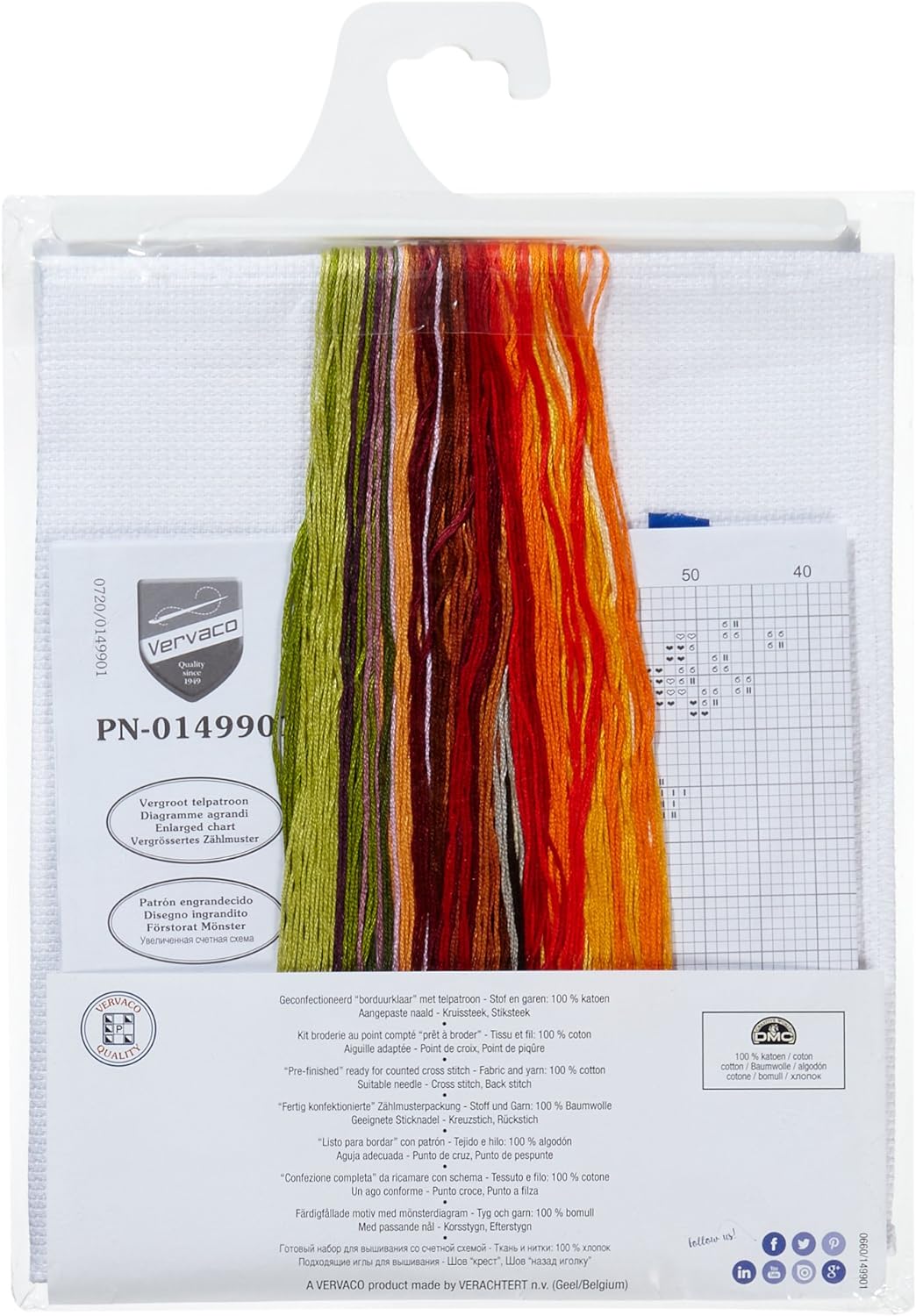 Vervaco Kreuzstichpackung Tischläufer Kreuzstich zum Auszählen, Baumwolle, weiss, 32 x 84 x 0,3 cm