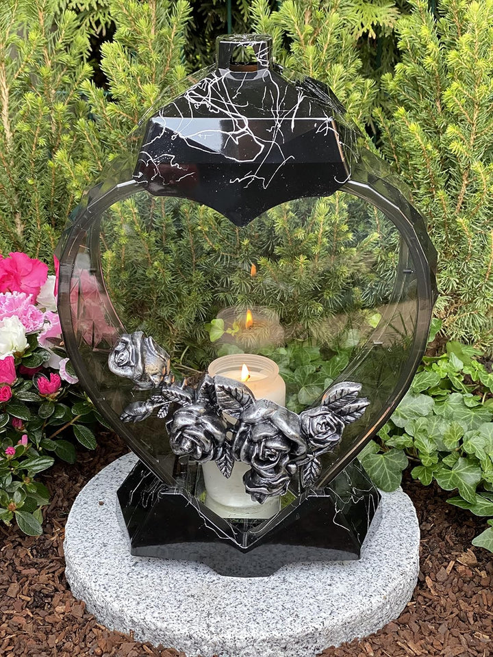 Grablampe Laterne Herz Form Grablicht Kerze Grabkerze Grabdekoration 33 cm H.! Grabschmuck Neue Mode