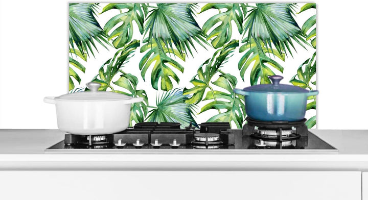 MuchoWow Spritzschutz Küche Küchenrückwand Alu Poster Bilder 80x40 cm Bohème - Blätter - Blumen - Tr