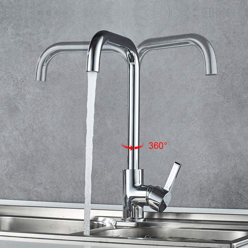 IBERGRIF M22105, Hoch Küchenarmatur, Einhebel Spültischarmatur, Wasserhahn für Küche, Chrom, Silber,