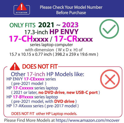 mCover Schutzhülle nur kompatibel mit HP Envy 17-CHxxxx / 17-CRxxxx Laptops (nicht passend für 17-CR