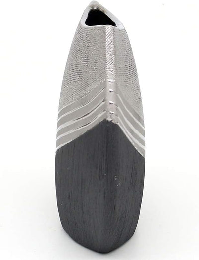 Dekohelden24 Edle Moderne Deko Designer Keramik Vase in Silber-grau, 19 cm Vase 19 cm., Vase 19 cm.