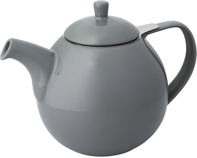 FORLIFE Curve Teekanne mit Teesieb, 1,3 l, Grau Gray, Gray