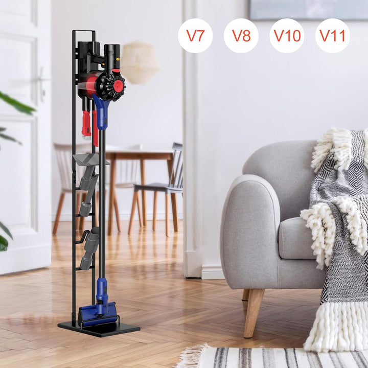Fousenuk Vacuum Cleaner Stand Schwarz, Staubsaugerständer Metall Kein Bohren Bodenständer, Standfuss