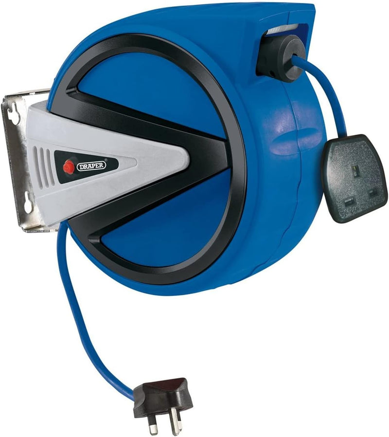 DRAPER 15051 Einziehbares Elektrische Kabel Rollen, blau, 10 m