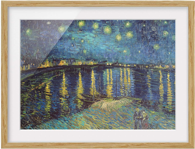 Bild gerahmt - V. Van Gogh - Sternennacht über der Rhône - Farbe Eiche 40x55cm 40cm x 55cm Eiche, 40