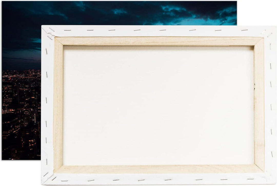 deyoli zauberhafte Skyline bei Nacht Format: 80x60 cm als Leinwandbild, Motiv fertig gerahmt auf Ech