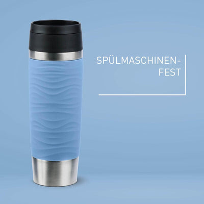 Emsa N20226 Travel Mug Wave Isolierbecher 0,5 Liter | neuer Komfort-Schraubverschluss | Edelstahl |