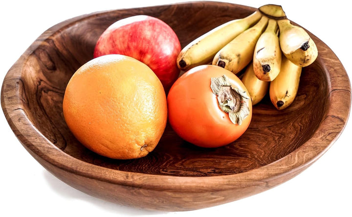 Windalf Holzschale YULI Ø 27-30 cm Servierschale Obstschale Salatschale Handarbeit