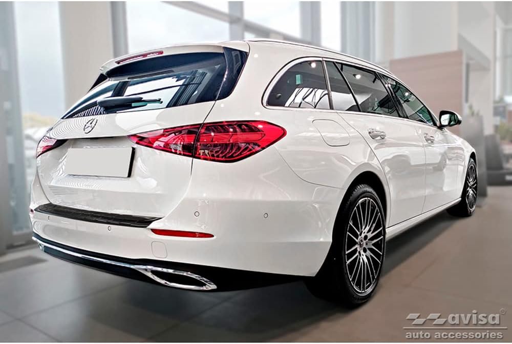 Avisa Schwarz Edelstahl Heckstossstangenschutz kompatibel mit Mercedes C-Klasse W206 Kombi 2021- 'Ri