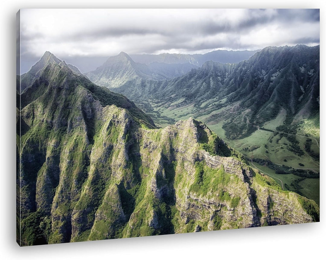 deyoli Gebirgspass in Hawaii Format: 80x60 als Leinwandbild, Motiv fertig gerahmt auf Echtholzrahmen