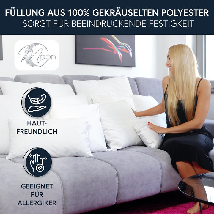 Moon Luxury Perkal 4er Pack Füllkissen 40x60 cm Innenkissen Sofakissen 100% Baumwolle fest gefüllt 4