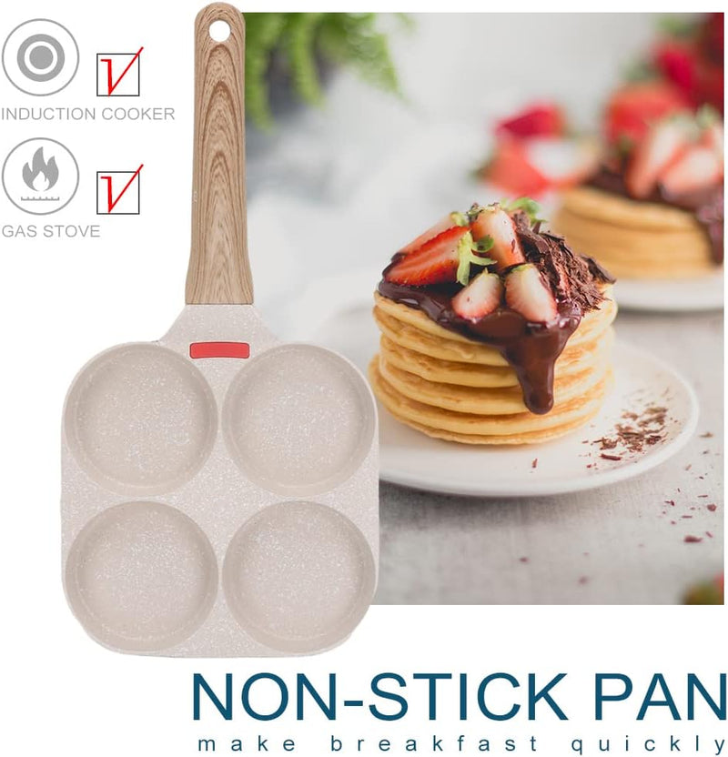 Bobikuke Spiegeleipfanne, Pancake Pfanne 4 Loch Augenpfanne Antihaft-Aluminium Pfanne für Frühstück