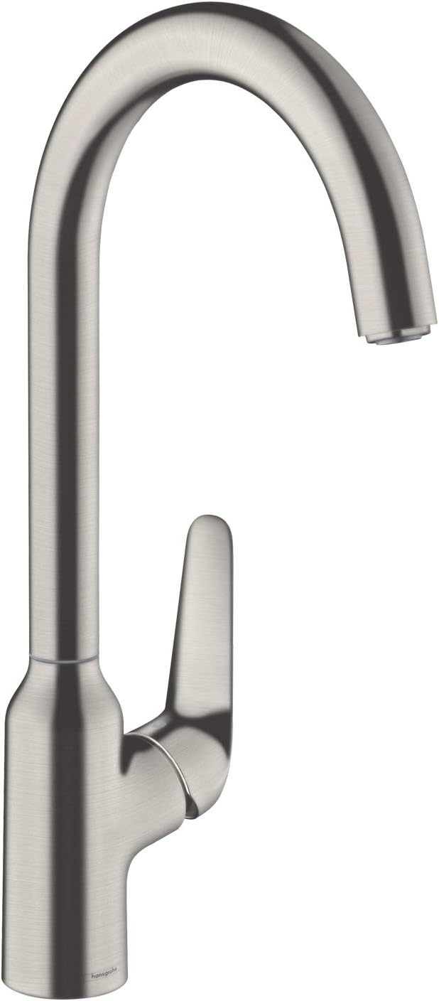 hansgrohe Küchenarmatur (Wasserhahn Küche 360° schwenkbar, hoher Komfort-Auslauf 220mm, Standardansc