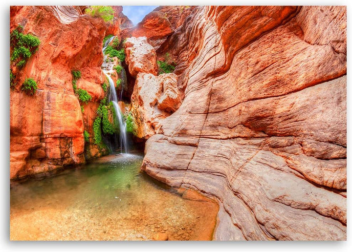 Feeby Bild auf Vlies Leinwand Natur Wasserfall 100x70 cm Kunstdruck Modern Wandbilder Deko Flur Wohn