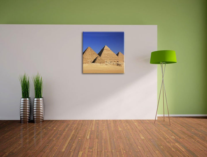 Pixxprint Pyramiden von Gizeh als Leinwandbild/Grösse: 70x70 cm/Wandbild/Kunstdruck/fertig bespannt,