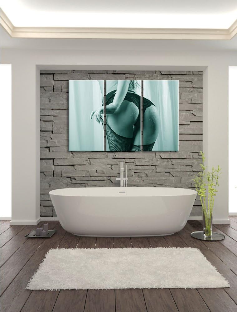 Pixxprint Frau Spitzenhöschen als Leinwandbild/Grösse: 3 Teilig (120x80 cm) cm/Wandbild/Kunstdruck/f