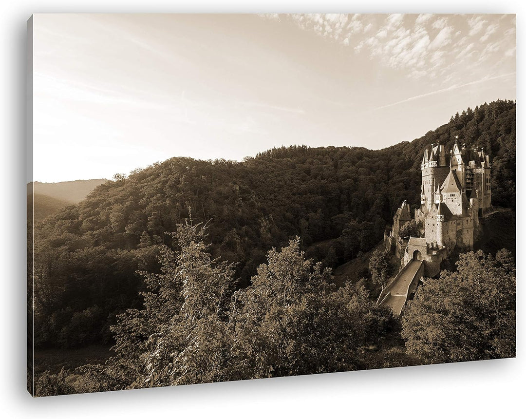 deyoli Burg Eltz in der Herbstzeit Format: 80x60 Effekt: Sepia als Leinwand, Motiv fertig gerahmt au