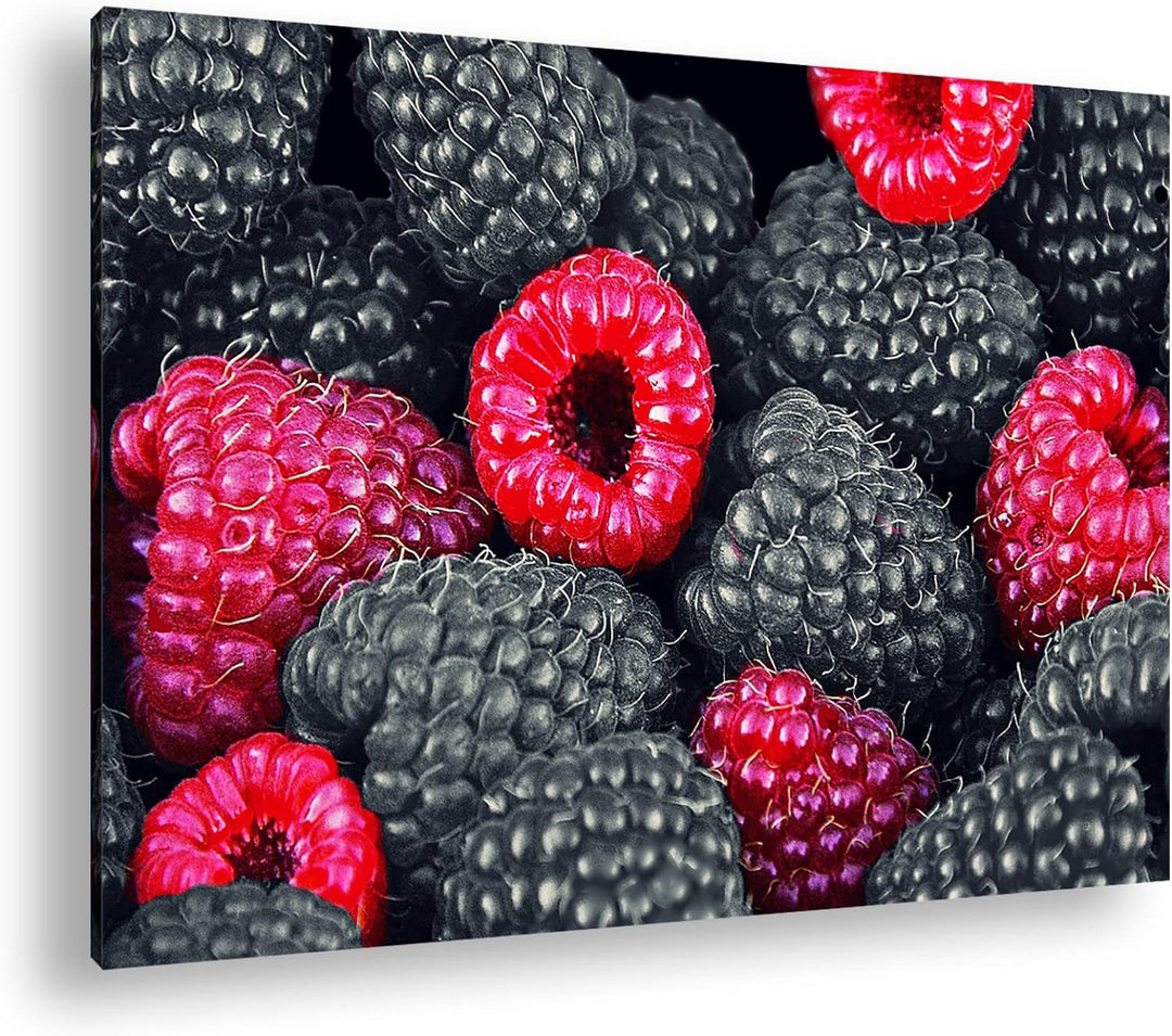 deyoli Himbeeren und Früchte im Format: 80x60 als Leinwandbild, Motiv fertig gerahmt auf Echtholzrah