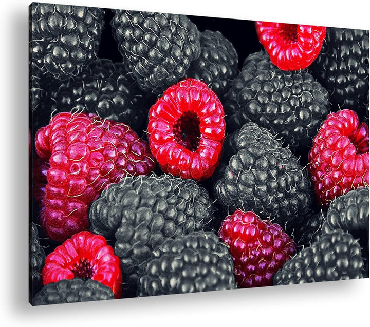deyoli Himbeeren und Früchte im Format: 80x60 als Leinwandbild, Motiv fertig gerahmt auf Echtholzrah