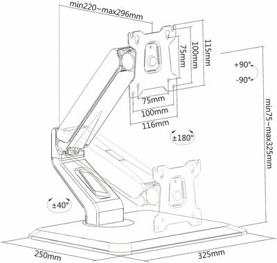 PureMounts Touchscreen Halterung für Monitore mit 43-81 cm (17-32 Zoll), VESA 75x75 bis 100x100, vol