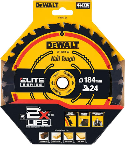 Dewalt Elite Kreissägeblatt DT10302 (Sägeblatt-ø 184/16 mm, Schnittbreite: 1,65 mm, 24 Zähne) & Elit