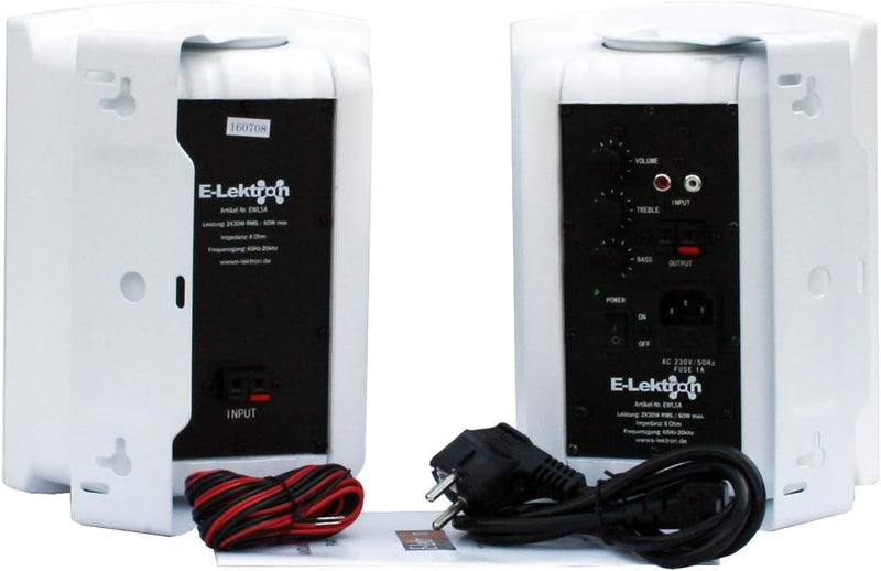 E-Lektron EWL5A Stereo Aktiv Lautsprecher Paar inkl. Wandhalter - 5" 2X 60W Weiss