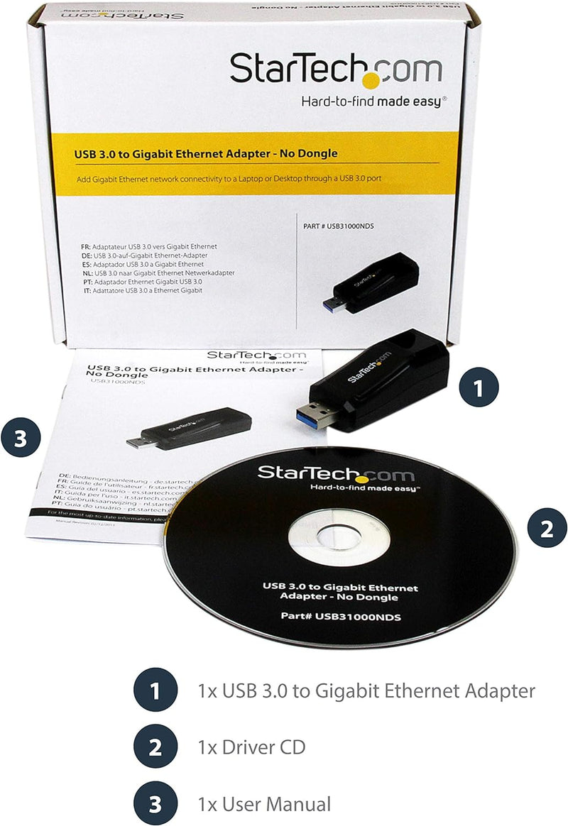 StarTech.com USB 3.0 auf Gigabit Ethernet Lan Adapter - 10/100/1000 NIC Netzwerkadapter - USB SuperS