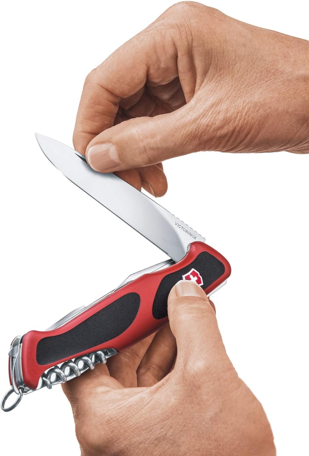 Victorinox Taschenmesser Ranger Grip 55 (12 Funktionen, Feststellklinge, Säge) rot/schwarz Bundle mi