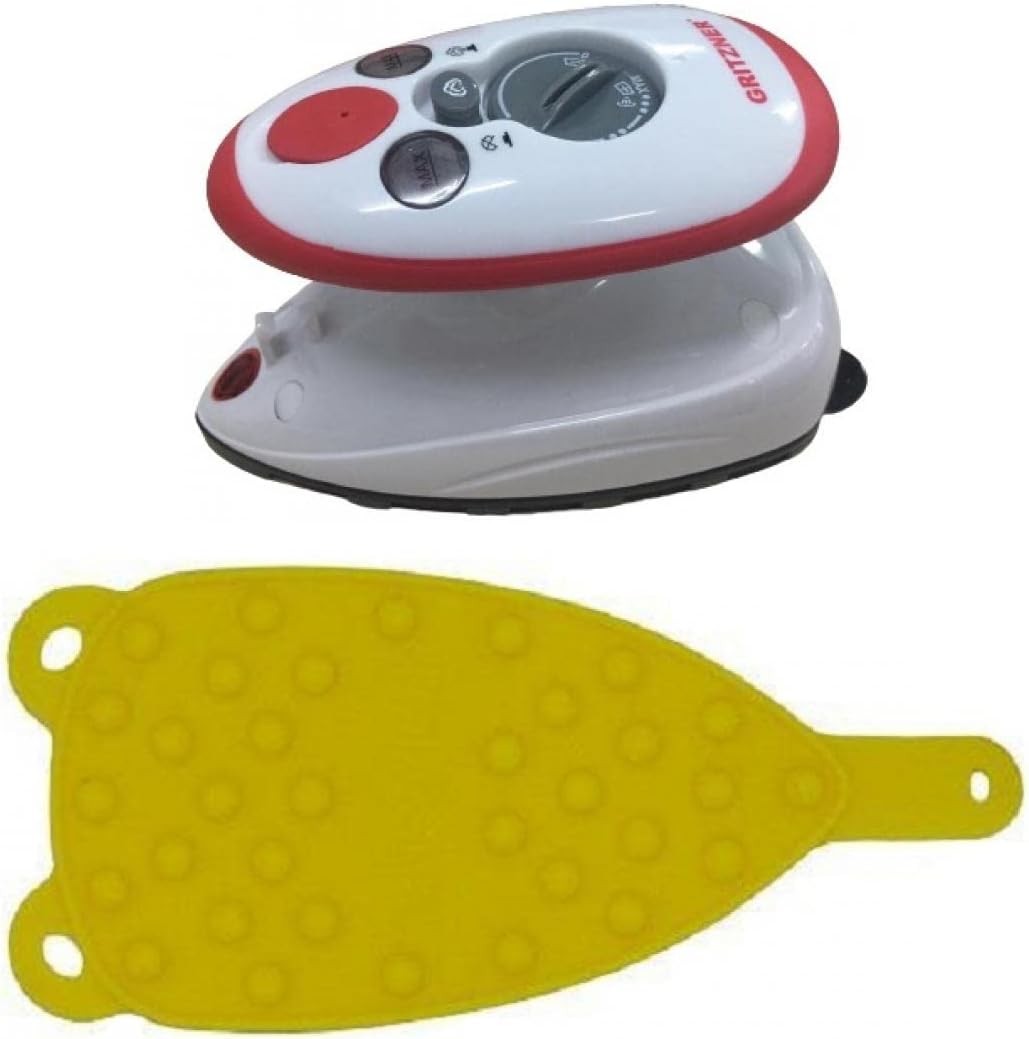 GRITZNER 636 mini Bügeleisen (rot) (Gritzner 636 + gelbe Ablage), Gritzner 636 + Gelbe Ablage