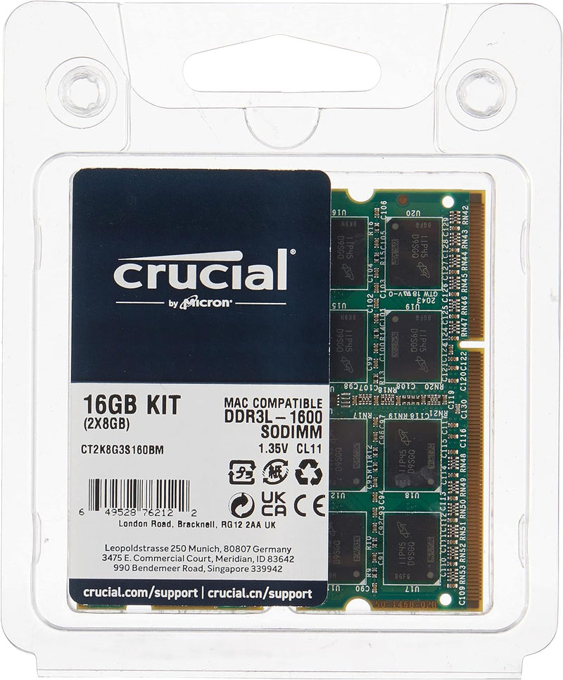 Crucial RAM CT2K8G3S160BM 16GB Kit (2x8GB) DDR3 1600 MHz CL11 Speicher für Mac 16GB Kit (8GB x2) 160