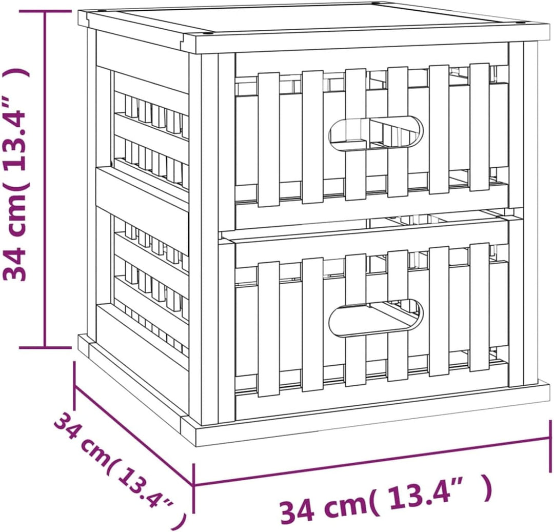 Tidyard Nachttisch Sofatisch Beistellschrank Nachtkonsole 34 x 34 x 34 cm (B x T x H) Mit 2 Schublad