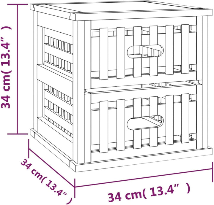 Tidyard Nachttisch Sofatisch Beistellschrank Nachtkonsole 34 x 34 x 34 cm (B x T x H) Mit 2 Schublad