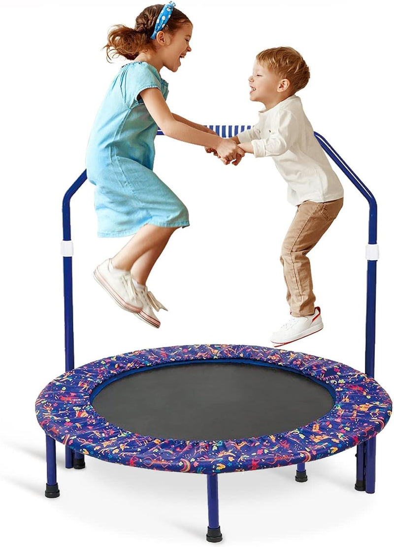 Trampolin Kinder Indoor Outdoor Ø 91cm Klein Mini Kindertrampolin Klappbar ohne Netz Zuhause Eckig B