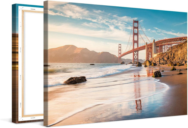 PICANOVA – Leinwandbild 60x40cm Golden Gate Bridge San Francisco – Leinwanddruck – Wandbild Kunstdru